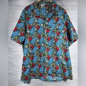 Captain Morgan's Parrot Bay Button Shirt Floral Scorpio Collection Sz L Made USA